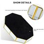 Plateau Miroir Boîte à Bijoux, Decoratif Plateau de Rangement en Verre en Métal Doré Vintage Plat Service pour Décoration de Sal
