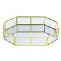 Plateau Miroir Boîte à Bijoux, Decoratif Plateau de Rangement en Verre en Métal Doré Vintage Plat Service pour Décoration de Sal