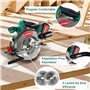 Scie circulaire sans fil, HYCHIKA 18V avec 2 lames de 165mm, profondeur de coupe max 53mm(90°)/36mm(45°), avec rail de guidage (