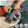 Scie circulaire sans fil, HYCHIKA 18V avec 2 lames de 165mm, profondeur de coupe max 53mm(90°)/36mm(45°), avec rail de guidage (