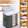 FAMKEEP Lot de 6 Sac de Rangement Vetement, Boite Rangement pour Couette en épais Non Tissé, Organisateurs avec Poignée Renforcé