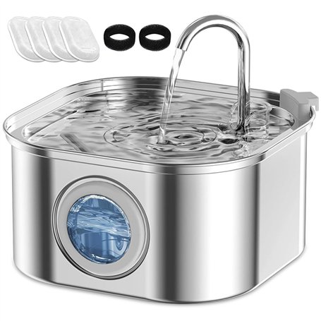 AQXONG 3.2L Fontaine à Eau pour Animaux de Compagnie en Acier Inoxydable