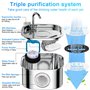 AQXONG 3.2L Fontaine à Eau pour Animaux de Compagnie en Acier Inoxydable, Fontaine à Eau pour Chat Ultra Silencieuse avec Lumièr