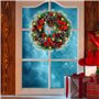 Couronne de Noël,Diamètre 30CM Guirlande de Noël Artificielle,pour la décoration de la Porte d'entrée Décoration avec de Flocons