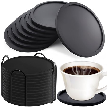 MOOING 12 Pièces Dessous de Verre Silicone Rond