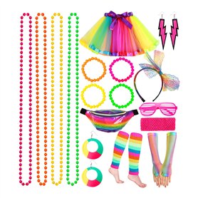 Purpledi 21PCS Déguisement Année 80 Accessoire Femme