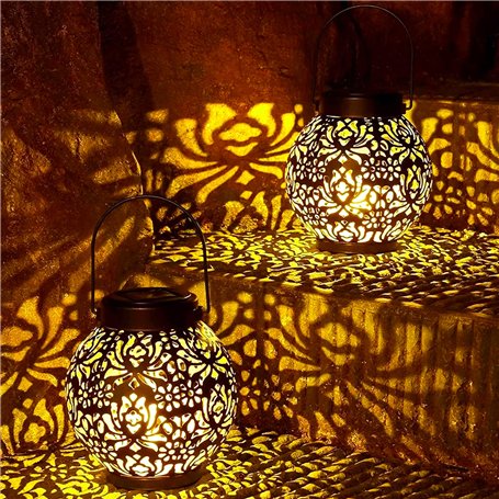 BGIUSQF Lanterne Solaire Exterieur 2 Pièces Lanterne Solaire Exterieur Jardin LED Decorative Lampe Solaire Exterieur Suspendre/