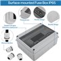 Frasheng Coffret Electrique Etanche Exterieur IP65, 12 Modules avec Terminaux et Rails Intégrés Boîte à Fusibles Distributeur en
