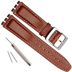 Bracelet de rechange en acier avec cuir de crocodile et vache (17 mm