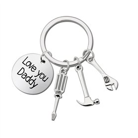DECARETA Porte-clés Pendentif Lettrage Créatif avec des Mots Personnalisé pour papa et Outils de Réparation en Alliage Keychains