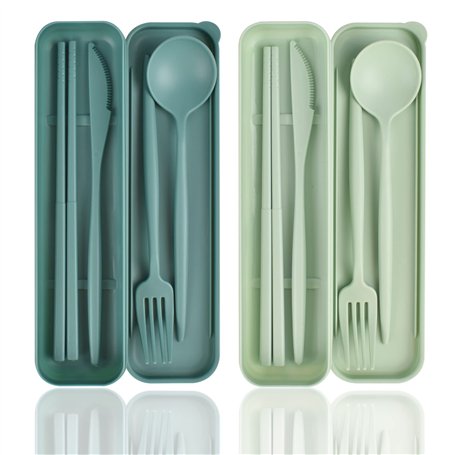 2 pièces couvert plastique reutilisable