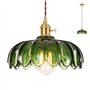 SHINGJIAO Suspension Verre Plafonnier Vert - Lampe à crochet en verre Hauteur réglable Lampe suspendue Vintage Lampe de cuisine