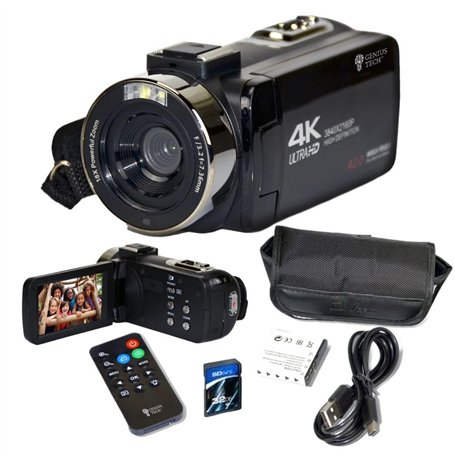 Genius Tech Caméscope numérique 4K 42 MP avec écran LCD de 3"