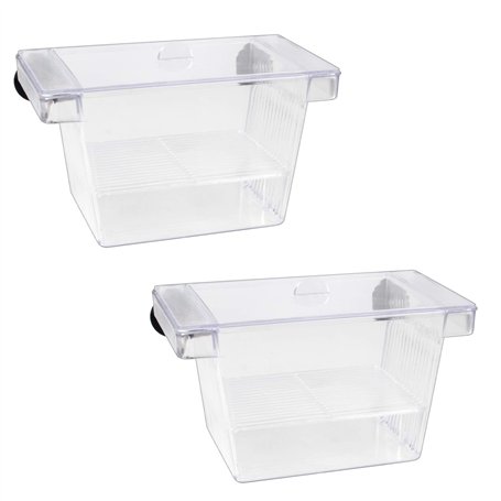 Huayue Boîte d'Isolation et d'Élevage de Poisson - Écloserie et Couveuse en Plastique pour Aquariums avec 4 Ventouses (Transpare