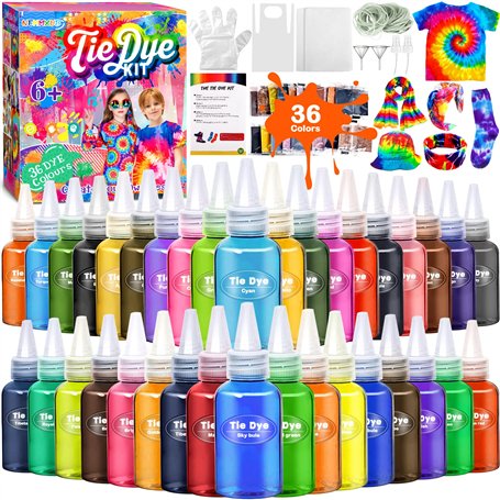 Tie Dye Kit 36 Couleurs - Peinture Teinture Textile de Tissu Vives pour Enfants et Adultes DIY Peinture de Vêtements