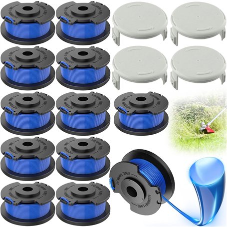 SaiXuan Lot de 12 Bobines + 4 Couvercles pour Coupe Bordure Ryobi One+ 18V 24V 40V