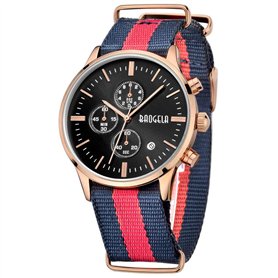 Montres Sport Bleu Rouge Bleu Bleu Nylon Bracelet Rose Or Noir Cadran Chronographe Calendrier Imperméable