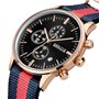 Montres Sport Bleu Rouge Bleu Bleu Nylon Bracelet Rose Or Noir Cadran Chronographe Calendrier Imperméable