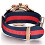 Montres Sport Bleu Rouge Bleu Bleu Nylon Bracelet Rose Or Noir Cadran Chronographe Calendrier Imperméable