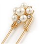 Avalaya - Broche/Épingle à nourrice plaqué or avec fausse perle, fleur en cristal – 75 mm