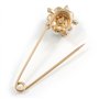 Avalaya - Broche/Épingle à nourrice plaqué or avec fausse perle, fleur en cristal – 75 mm