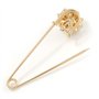Avalaya - Broche/Épingle à nourrice plaqué or avec fausse perle, fleur en cristal – 75 mm