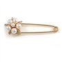 Avalaya - Broche/Épingle à nourrice plaqué or avec fausse perle, fleur en cristal – 75 mm