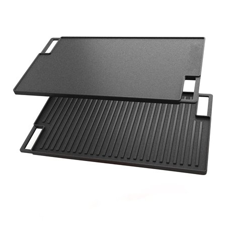 BBQNovation Grille multifonction en fonte double face - Plaque de cuisson en fonte - Plaque de cuisson plancha - Pour four