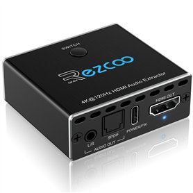 Extracteur audio HDMI 2.1 4K 120Hz VRR ALLM HDMI ARC Switch 2 ENTRÉES 1 SORTIE VRR ALLM HDCP2.3 HDR10 Convertisseur audio qui dé