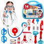 HEVLA Mallette médicale jouet enfant bleu - Kit docteur portable 14 pièces avec stéthoscope