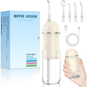 Jet Dentaire Hydropulseur Sans fil:Detartreur Dentaire avec 3 Modes et 4 Buses