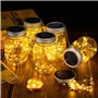 Lot de 4 lampes solaires d'extérieur - Guirlande lumineuse à 30 LED dans un bocal - Lanterne blanc chaud - Lanterne Mason Jar -