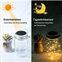 Lot de 4 lampes solaires d'extérieur - Guirlande lumineuse à 30 LED dans un bocal - Lanterne blanc chaud - Lanterne Mason Jar - 