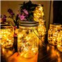 Lot de 4 lampes solaires d'extérieur - Guirlande lumineuse à 30 LED dans un bocal - Lanterne blanc chaud - Lanterne Mason Jar - 