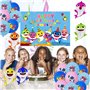 Photo Toile Baby Shark Toile Décor Photo Bébé Requin Photographie Fond Bébé Requin Anniversaire Decoration Baby Shark Anniversai
