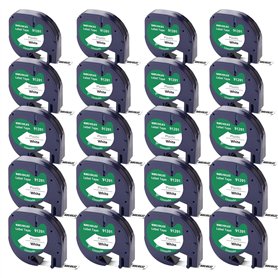 SHUOLEI Plastique Étiqueteuse Compatible avec Dymo Letratag Ruban 91201 S0721610 12mm x 4m Noir sur Blanc Recharge Ruban pour Dy