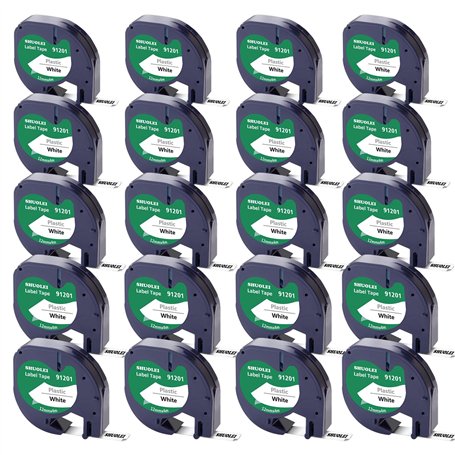 SHUOLEI Plastique Étiqueteuse Compatible avec Dymo Letratag Ruban 91201 S0721610 12mm x 4m Noir sur Blanc Recharge Ruban pour Dy