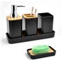 ADERTOS 5 Pièces Ensemble d'Accessoires de Salle de Bain Accessoire pour Salle de Bain en Bambou avec Bouteilles de Lotion