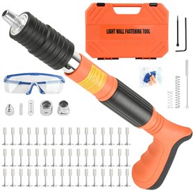 Cloueuse Rivet Gun Avec 120pcs Clou Beton Pistolet à Clous En Acier De Clous Ronds Avec Gants à Lunettes Bouchons D'Oreille Clou