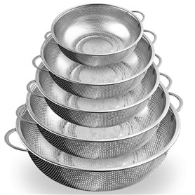 Lot de 5 Passoire Cuisine Inox Micro-PerforéE Avec Poignées Pour égouttage Rapide - Pour PâTes