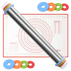 Rouleau à pâtisserie en acier inoxydable avec tapis de cuisson