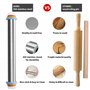 Rouleau à pâtisserie en acier inoxydable avec tapis de cuisson, épaisseur réglable avec anneau amovible, rouleau à pâtisserie en