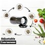 Ensemble de Moulin à Poivres et Sel en Acier Inoxydable Noir Avec Support en Bois Bambou – Salière et Poivrières avec Grosseur R