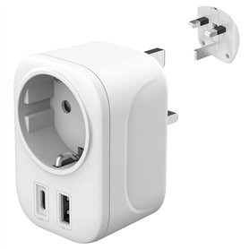 PAIDASHU Adaptateur Prise Anglaise UK Angleterre France Adaptateur de Voyage avec USB A & C 2.4A