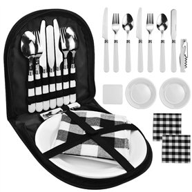 LANSKYLAN 13 Pcs Vaisselle Pique Nique Portable Kit Vaisselle Camping 2 Personnes Couverts Camping Inox Ensemble de Vaisselle d'