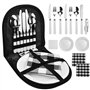 LANSKYLAN 13 Pcs Vaisselle Pique Nique Portable Kit Vaisselle Camping 2 Personnes Couverts Camping Inox Ensemble de Vaisselle d'