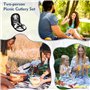 LANSKYLAN 13 Pcs Vaisselle Pique Nique Portable Kit Vaisselle Camping 2 Personnes Couverts Camping Inox Ensemble de Vaisselle d'