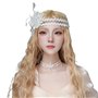 Collier ras du cou et collier en forme de fleur blanche pour femme