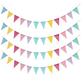 Leeyunbee Lot de 4 guirlandes de fanions d'extérieur - 16 m - 48 drapeaux - Résistant aux intempéries - Guirlande arc-en-ciel -