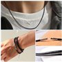 Guyode 4 Pièces Cordon Collier Cuir pour Pendentif, Noir Collier Homme Femme avec Fermoir Acier Inoxydable, Ciré Chaine Homme en